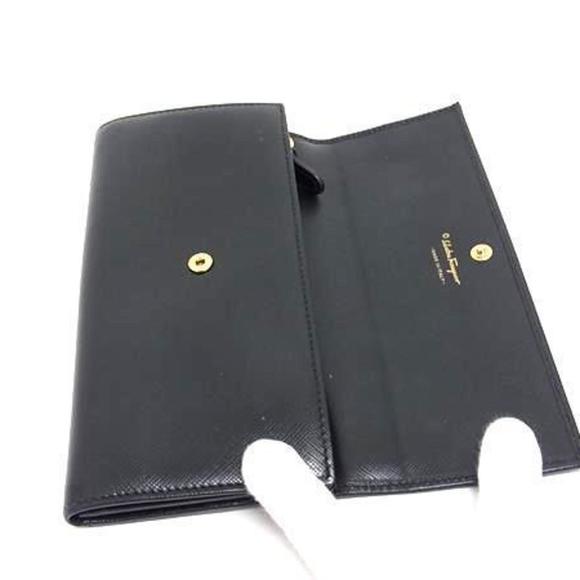 Salvatore Ferragamo Vara Ribbon Flap Wallet, Size 22, C127, Black Leather, Wo...